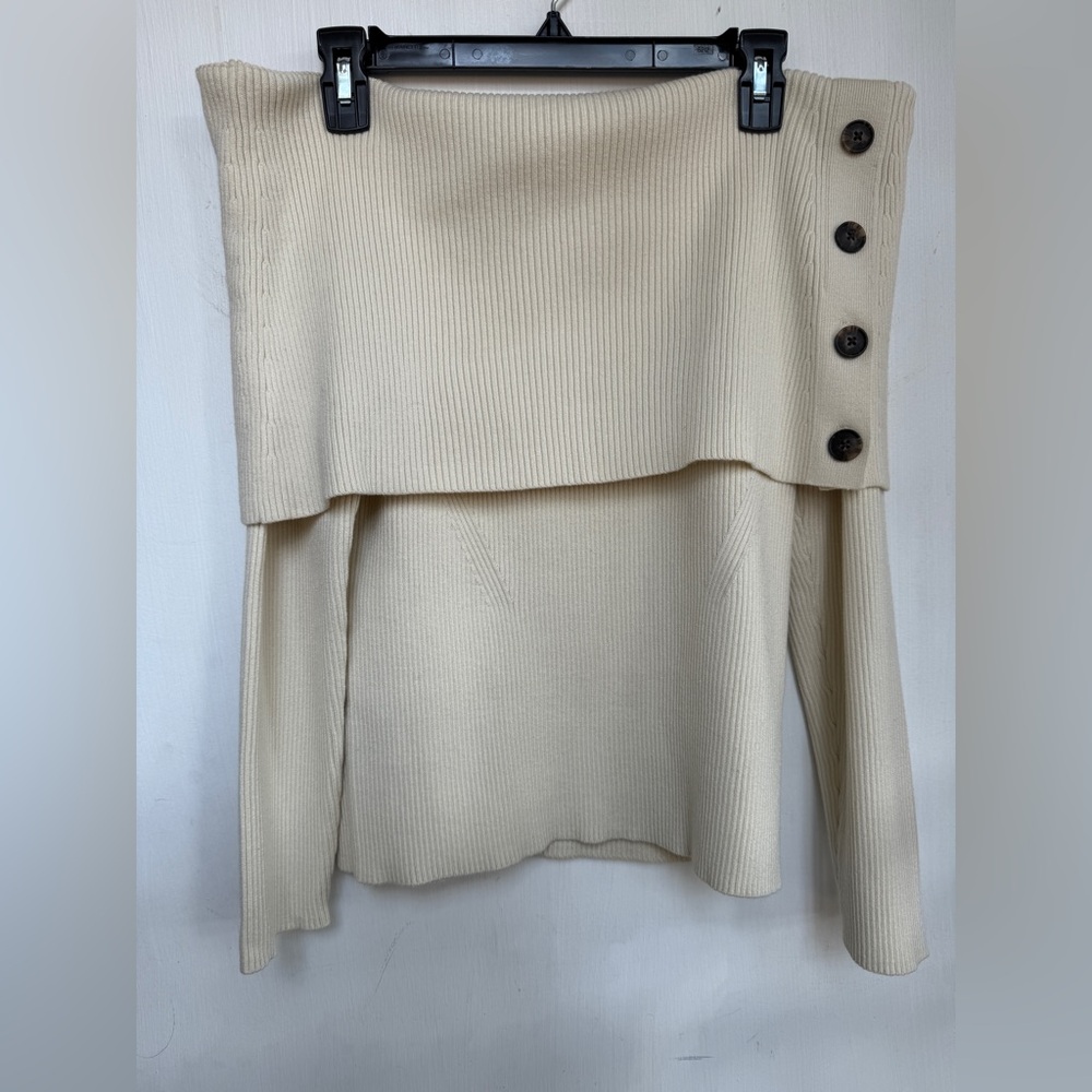 Banana Republic Light Cream Off-the-Shoulder Lenzing Ecovero Serene Sweater NWT